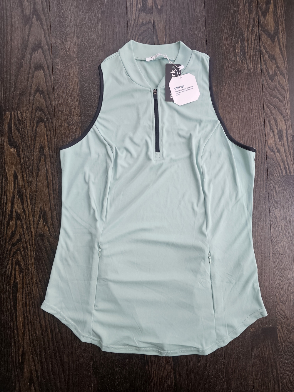 Light Mint Sleeveless Zip-Front Active Top